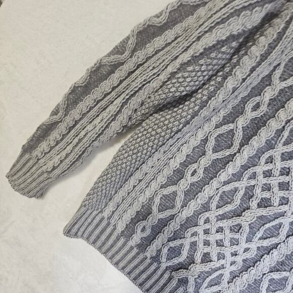 Aaron Craft NWT L Gray 100% Merino Wool Buttondown Grandpa VibeSweater Fisherman - Picture 16 of 16